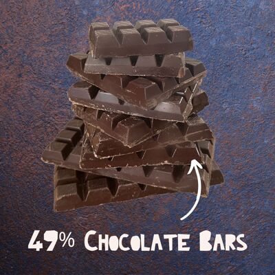 Tablettes de chocolat 49% 38 x 200g, en vrac, zéro déchet