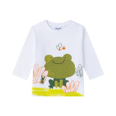 Camiseta bebé niño rana en césped