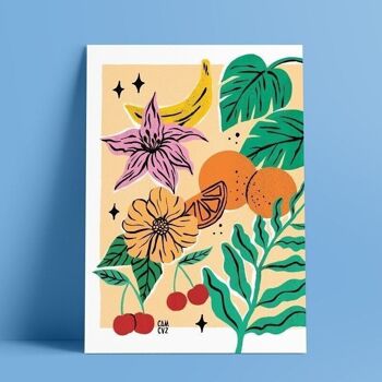 Affiche "Still life" | illustration végétale, colorée, fruits, feuillages, fleurs