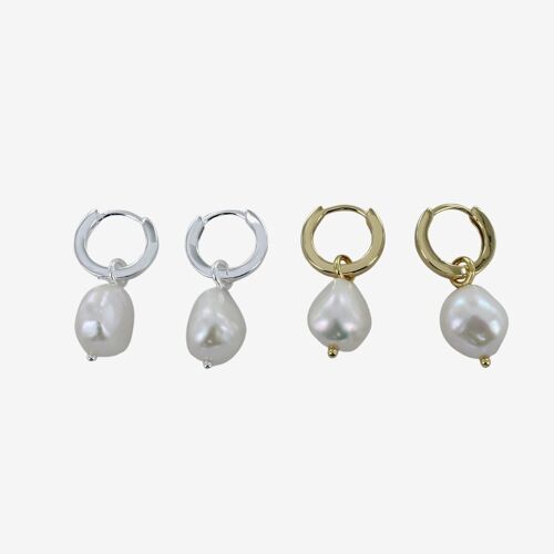 Sterling Silver Cleo Pearl Hoop Earrings