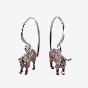 Pendants d'oreilles vache Highland debout 2