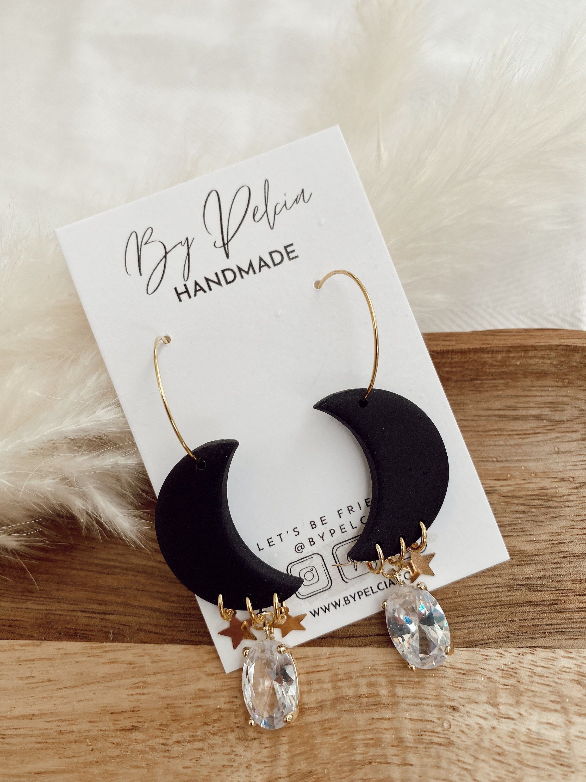 Black crescent moon deals earrings