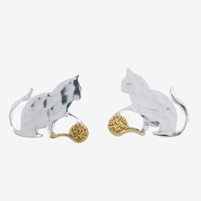 Boucles d'Oreilles Tiges Chat et Laine