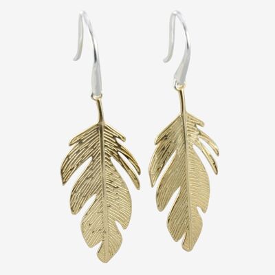 Aretes colgantes de plumas grandes