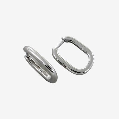 Boucles d'Oreilles Créoles Rectangulaires en Argent