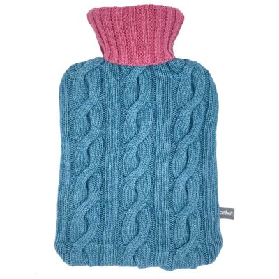 Cashmere Mix Hot Water Bottle Cover - jade & dusky pink