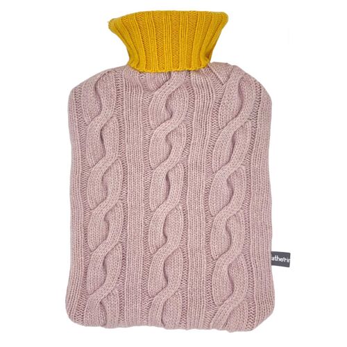 Cashmere Mix Hot Water Bottle Cover - light pink / yellow