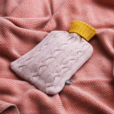 Copri borsa dell'acqua calda in misto cashmere - rosa chiaro / giallo