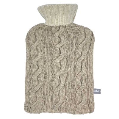 Cashmere Mix Hot Water Bottle Cover - mushroom / oatmeal