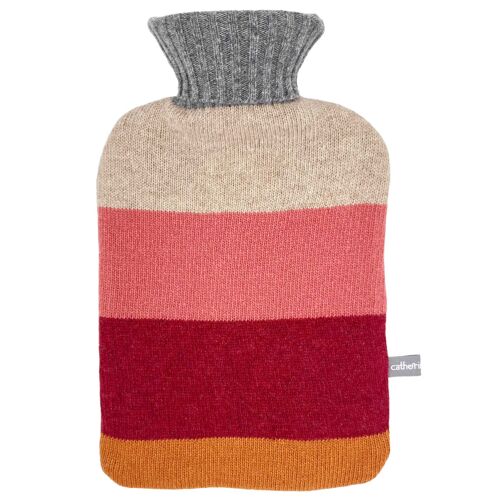 Hot Water Bottle Covers - Lambswool - BLOCK - red / pink