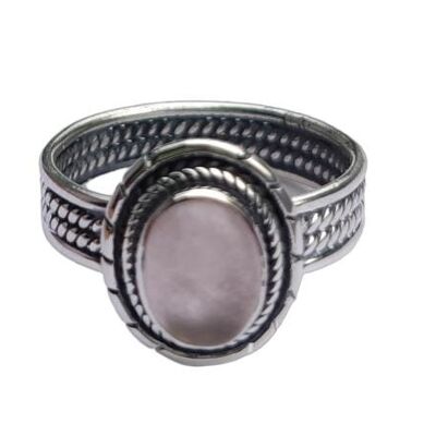 Regenbogen-Mondstein-Oval-Ring aus 925er-Sterlingsilber, handgefertigt