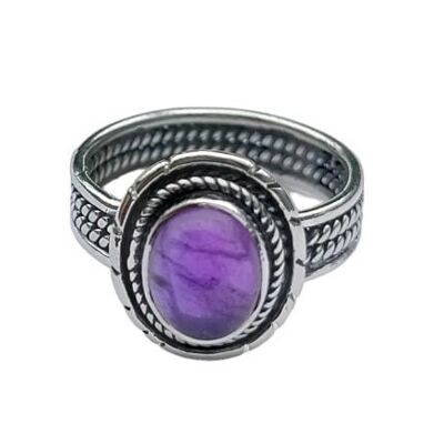 Hermoso anillo de plata de ley 925 con amatista púrpura genuina