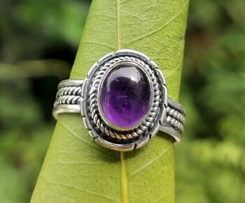 Belle bague en argent sterling 925 avec améthyste violette véritable 4