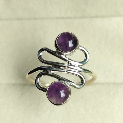 Elegante anello fatto a mano in argento sterling 925 con ametista viola multi pietra
