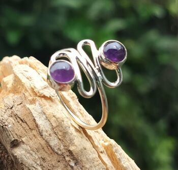 Bague élégante faite à la main en argent sterling 925 avec améthyste violette multi-pierres 5