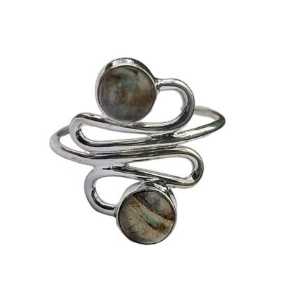 Stilvoller, handgefertigter Statement-Ring aus 925er-Sterlingsilber mit mehreren Steinen und natürlichem Labradorit