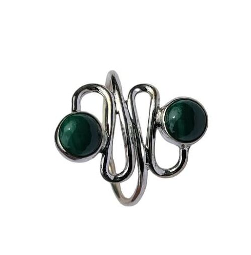 Genuine Malachite Multi-Stone 925 Sterling Silver Handmade Unique Statement Ring