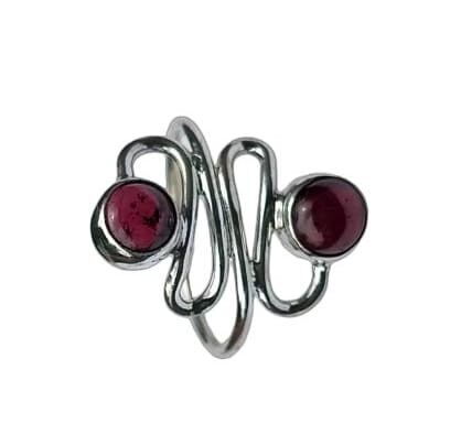 Bellissimo anello fatto a mano in argento sterling 925 ovale multi granato naturale