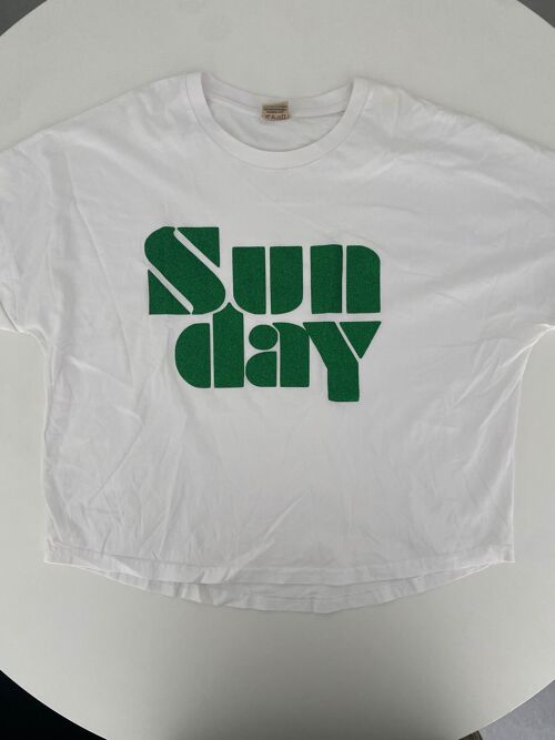 TEE SHIRT BLANC SUNDAY VERT S