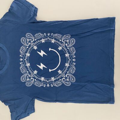 TEE SHIRT BLEU SMILEY BANDANA S