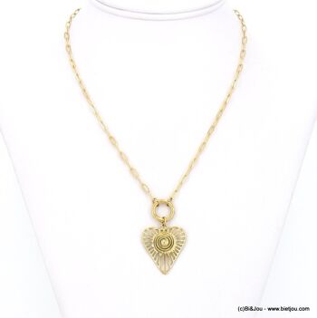 Collier long pendentif coeur tourbillon acier inox 0123009 3