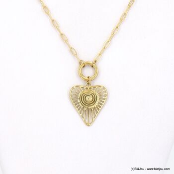Collier long pendentif coeur tourbillon acier inox 0123009 4