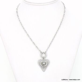 Collier long pendentif coeur tourbillon acier inox 0123009 5