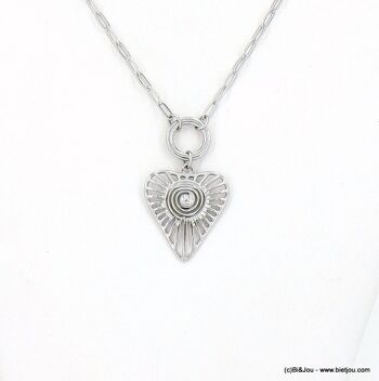 Collier long pendentif coeur tourbillon acier inox 0123009 6