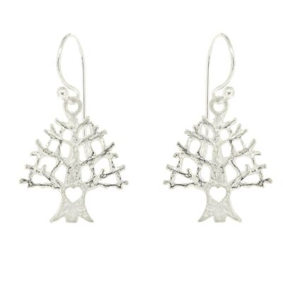 Sterling Silver Matte Love Tree Earrings and Presentation Box