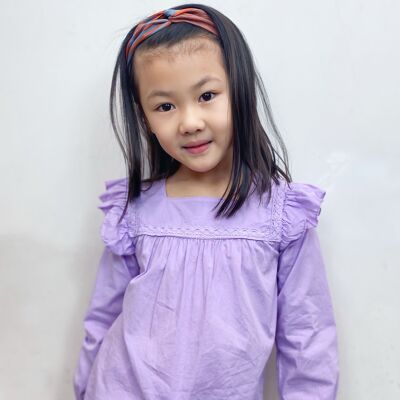 Long-sleeved cotton top with ruffles for girls