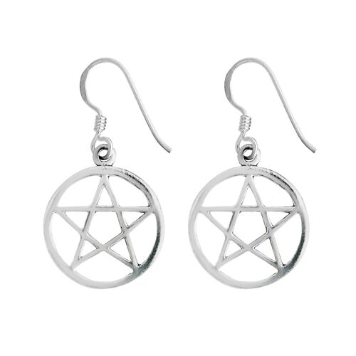 Large Silver Pentagram Earrings