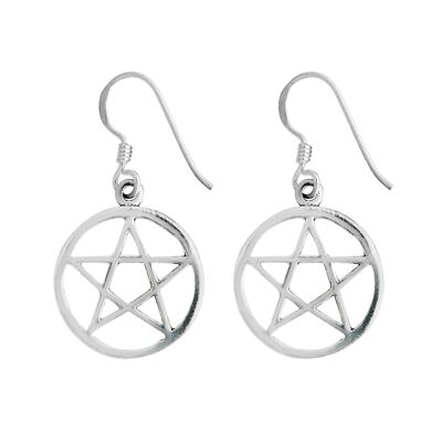 Boucles d'oreilles grand pentagramme en argent