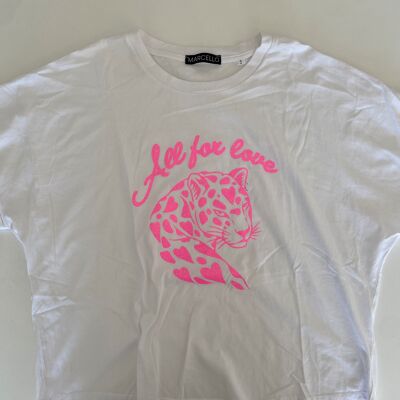 WEISSES T-SHIRT ALL FOR LOVE ROSE S