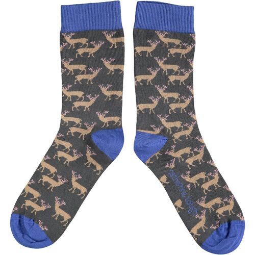 Men's Organic Cotton Crew Socks - STAGS - slate