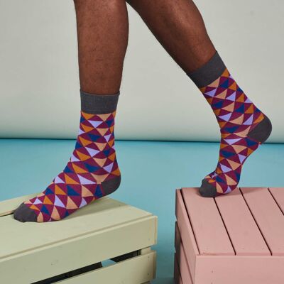 Men's Organic Cotton Crew Socks - TRIANGLE - purple