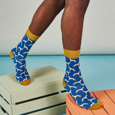 Men's Organic Cotton Crew Socks - WHIPPETS - navy
