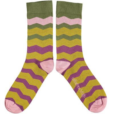 Crew-Socken aus Bio-Baumwolle für Herren – ZIG ZAG – Pflaume