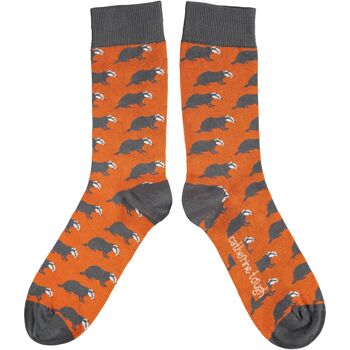 Chaussettes mi-mollet homme coton bio - BADGERS - rouille 1