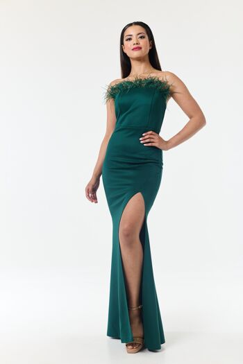 Robe longue verte fendue sur le côté bandeau 4