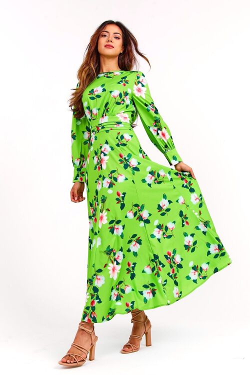 Green Floral Long Summer Dress