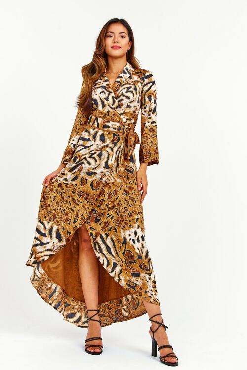 Leopard Print Hi-Lo Wrap Dress