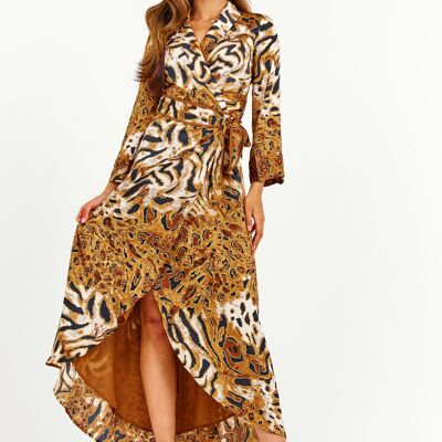 Leopard Print Hi-Lo Wrap Dress