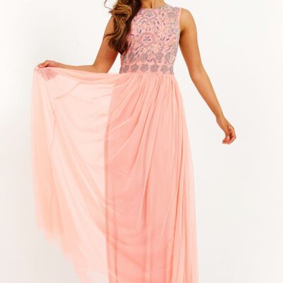 Rose Handmade Embellished Maxi Dress