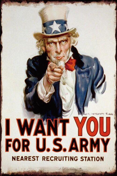 Plaque metal I Want You for U.S. Army