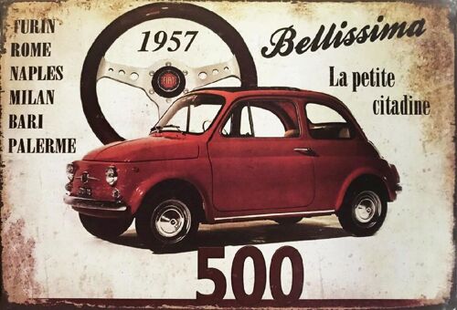 Plaque metal Fiat 500 Bellissima