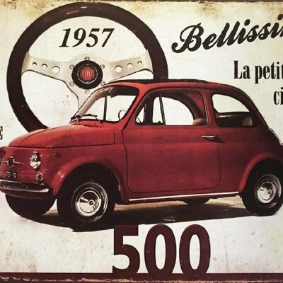 Plaque metal Fiat 500 Bellissima