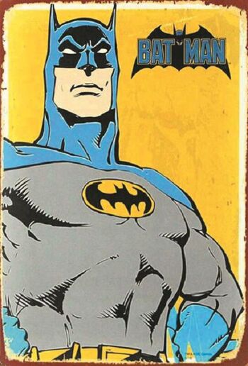 Plaque metal Batman Buste fond jaune 1