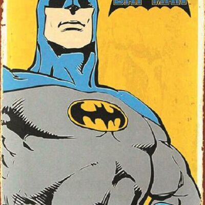 Plaque metal Batman Buste fond jaune