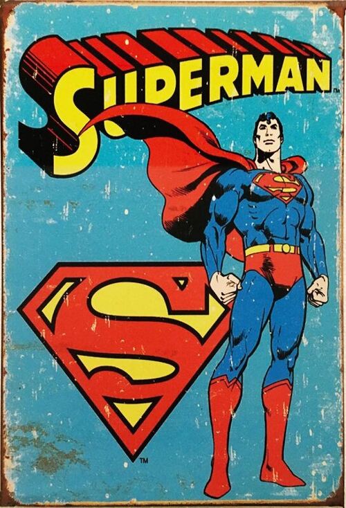 Plaque metal Superman Retro avec Logo