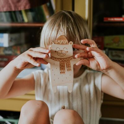Wooden bookmark Mr Bear